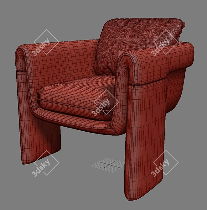 Stylish Designer WHOOPER Armchair 3D model image 2