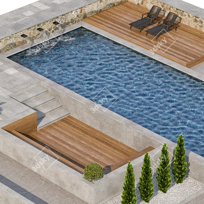 Luxury Pool 3D Model 3D model image 5