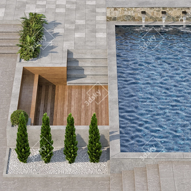 Luxury Pool 3D Model 3D model image 6