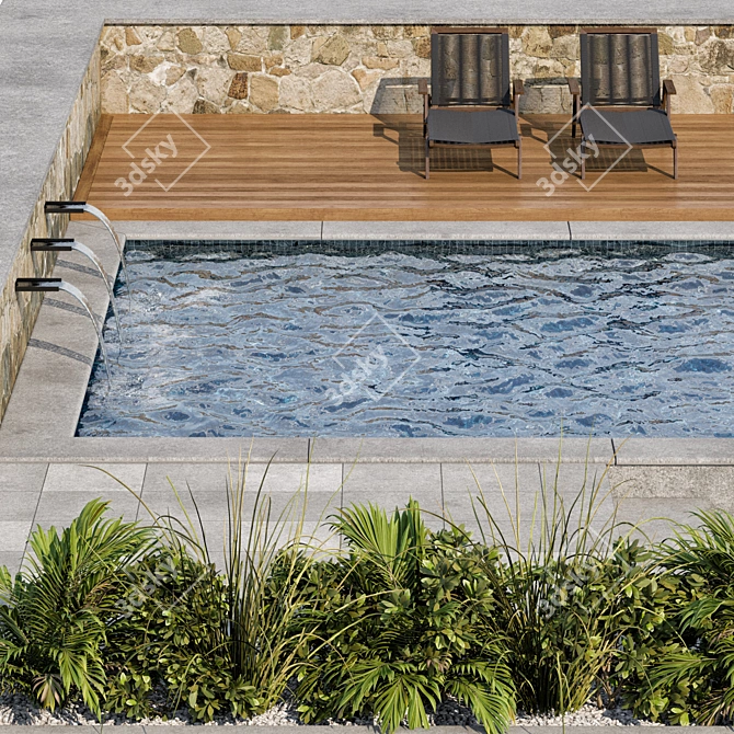 Luxury Pool 3D Model 3D model image 7