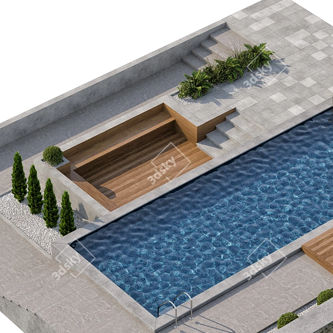 Luxury Pool 3D Model 3D model image 1