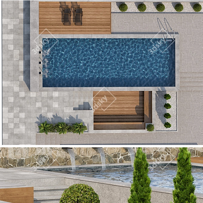 Luxury Pool 3D Model 3D model image 2