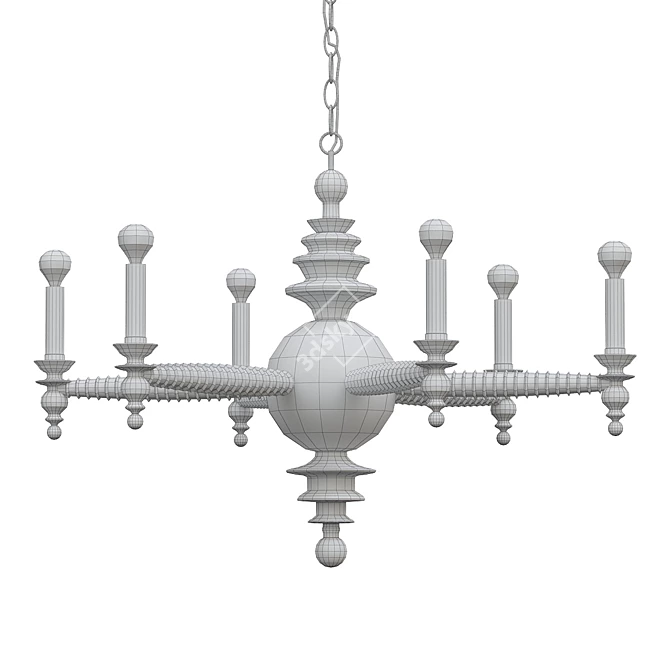 Elegant Spool Chandelier Design 3D model image 2