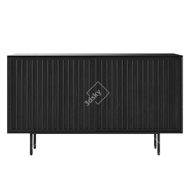 Rattan Slatted Buffet Display Stand 3D model image 2