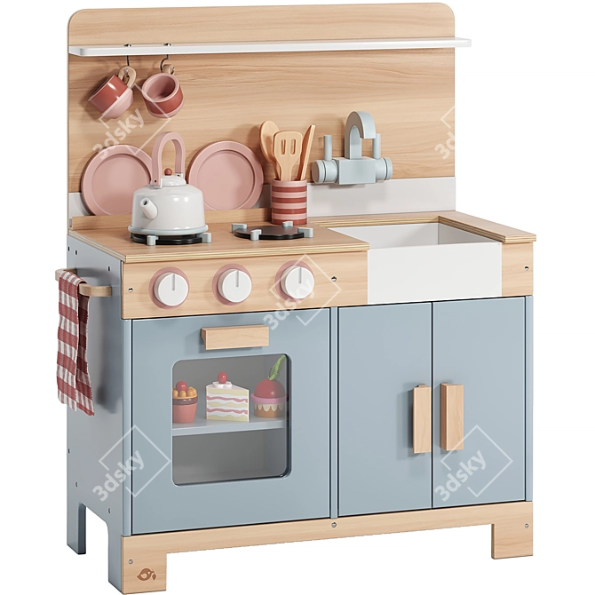 Stylish Home Kitchen Toy Set 3D model image 1