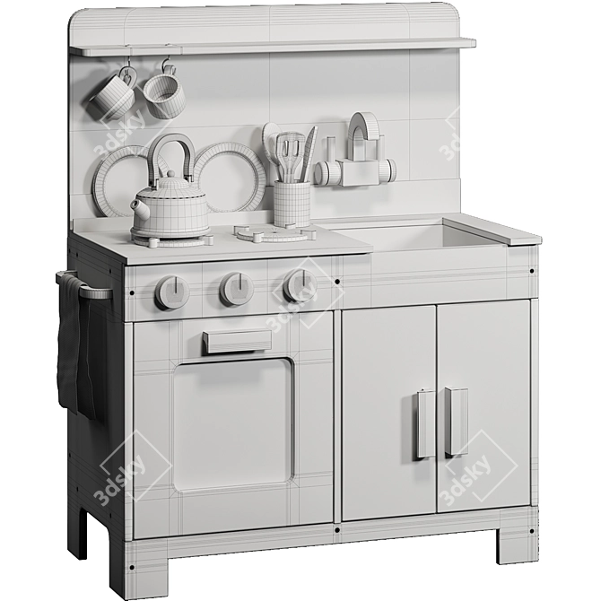 Stylish Home Kitchen Toy Set 3D model image 4