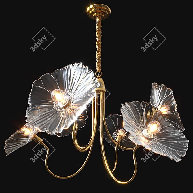 Elegant Lotus Leaf Chandelier 3D model image 1