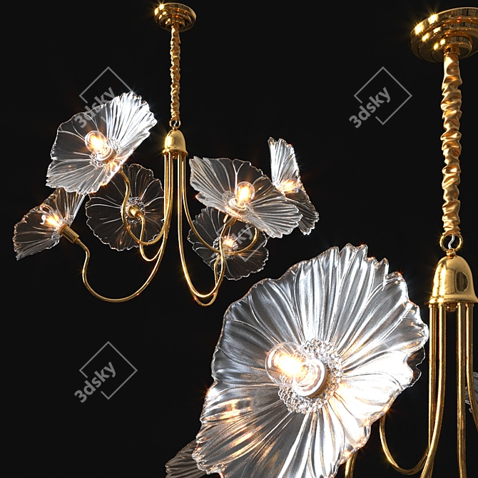 Elegant Lotus Leaf Chandelier 3D model image 2