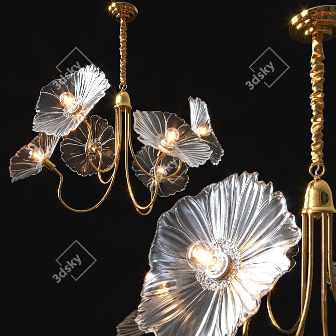 Elegant Lotus Leaf Chandelier 3D model image 5