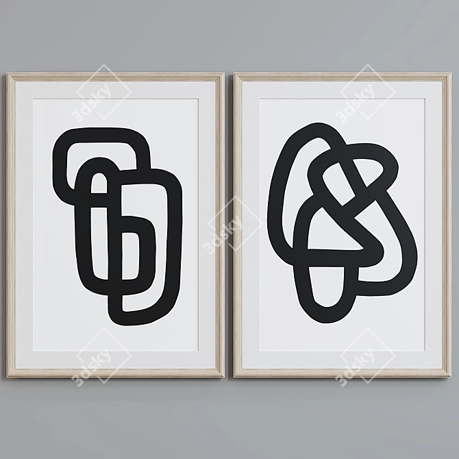 Abstract Line Picture Frame Set 3D model image 4