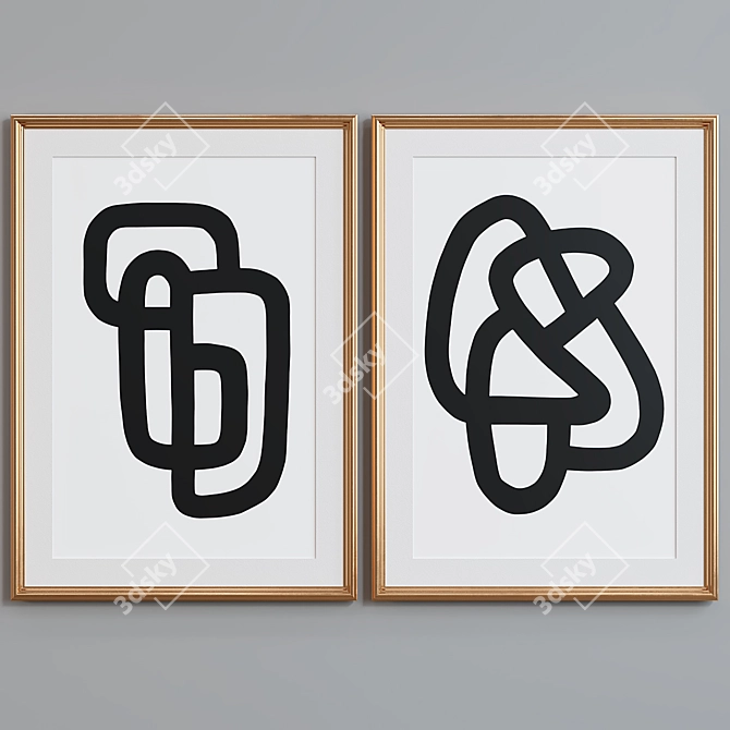 Abstract Line Picture Frame Set 3D model image 5