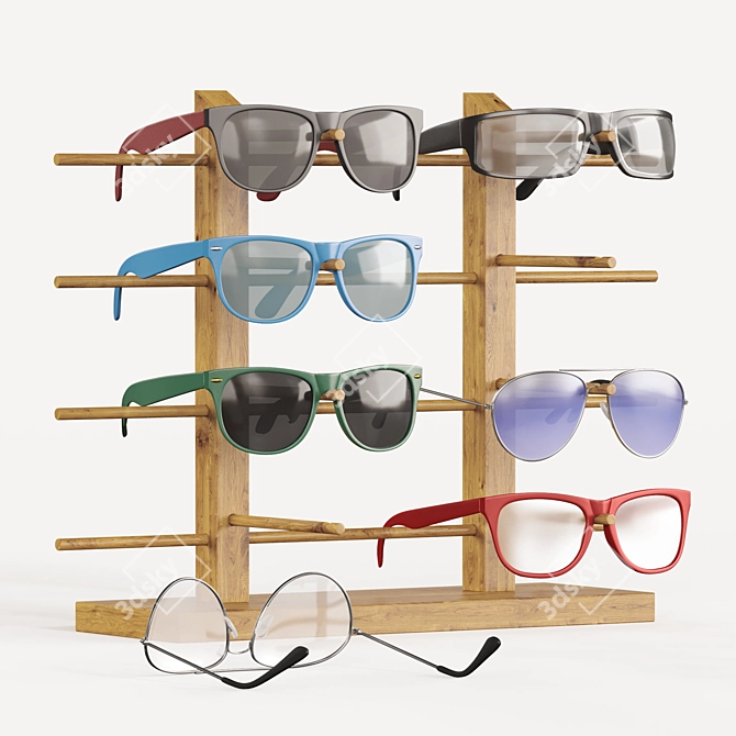 Sleek Sunglasses Stand with Shades 3D model image 1