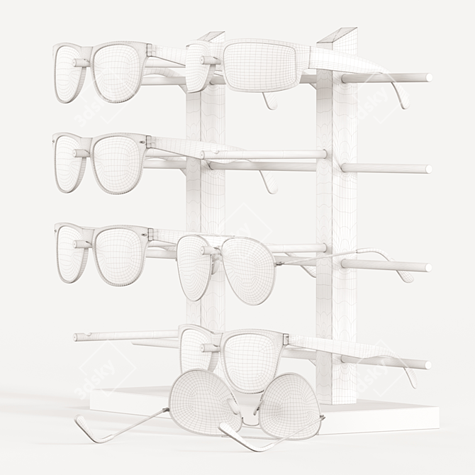 Sleek Sunglasses Stand with Shades 3D model image 7