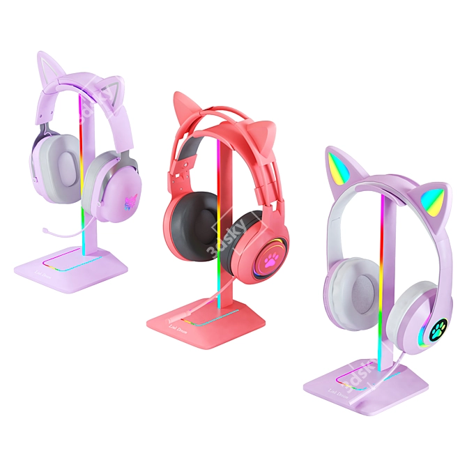 Headphones with Cat Ear Design 3D model image 1