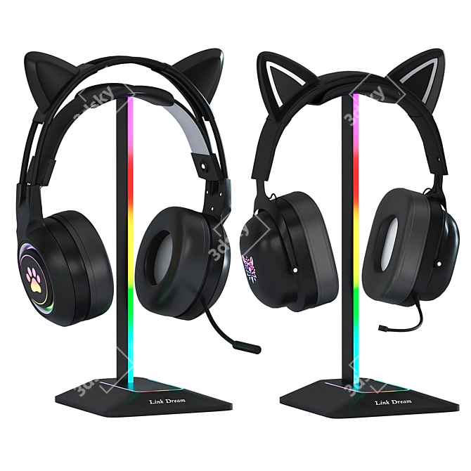 Headphones with Cat Ear Design 3D model image 5