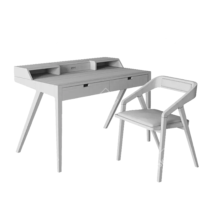 Katakana Table and Chair Set 3D model image 7