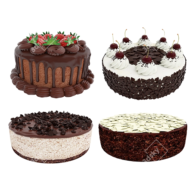 Decadent Chocolate Cake Collection 3D model image 1