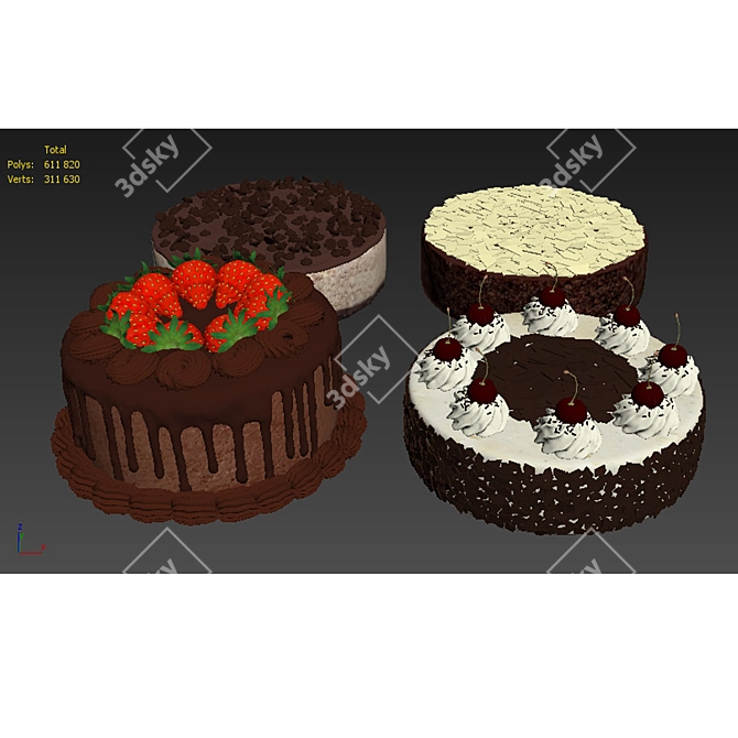 Decadent Chocolate Cake Collection 3D model image 7