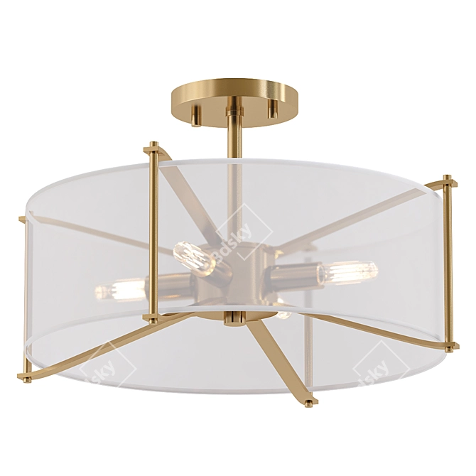 Daybreak Satin Brass Semi-Flush Mount 3D model image 1