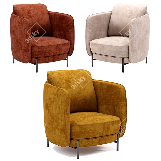 Elegant Tweed Arcus Chair by E. Gallina 3D model image 3