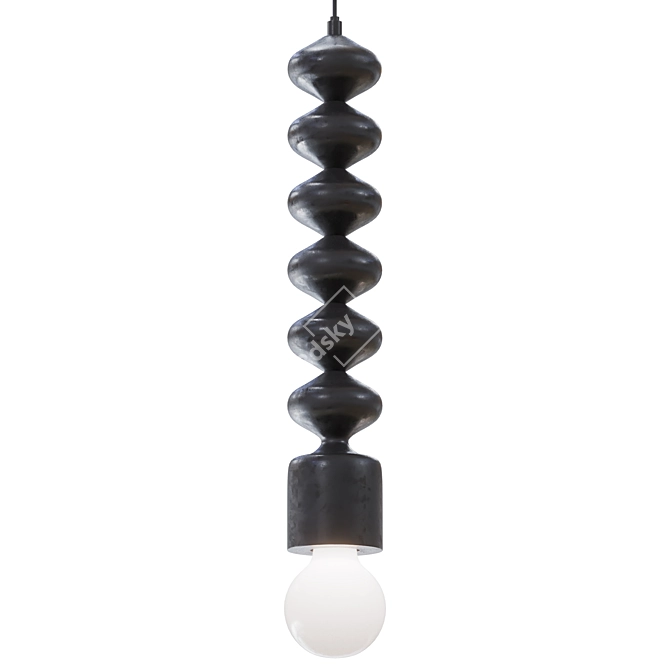 Beaded Black Pendant Lamp 3D model image 1