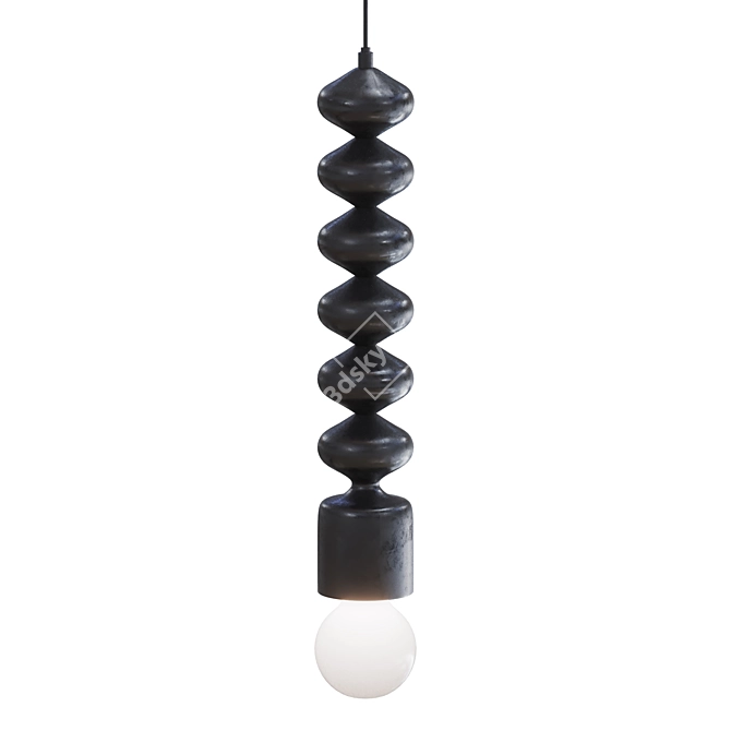 Beaded Black Pendant Lamp 3D model image 2