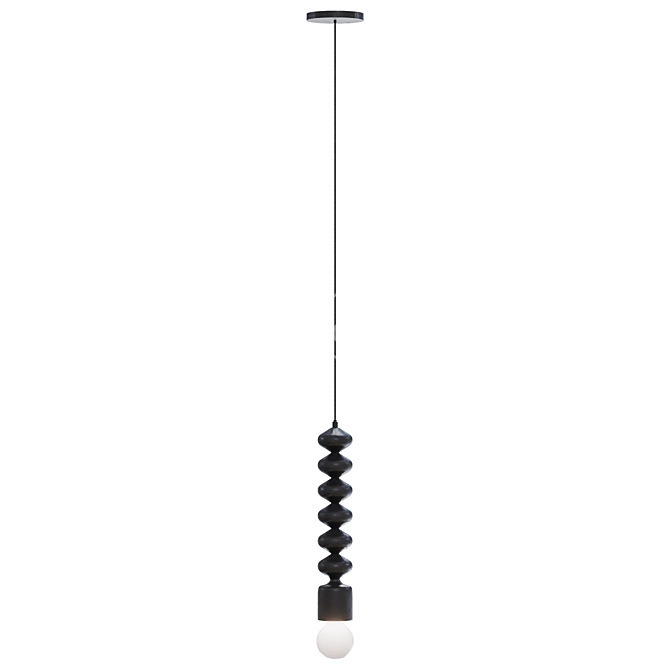 Beaded Black Pendant Lamp 3D model image 3