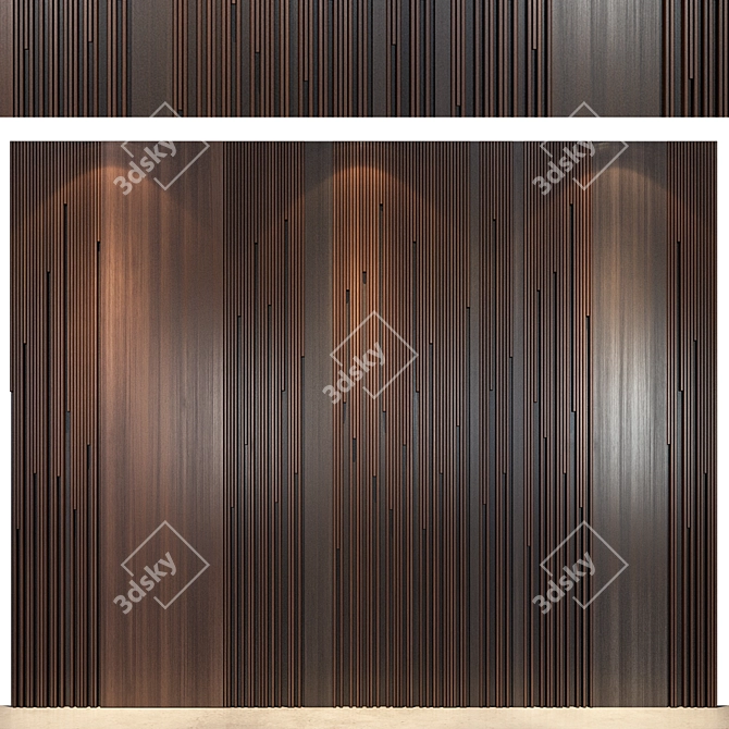 Modern Wood Mirror Metal Panel 3D model image 1