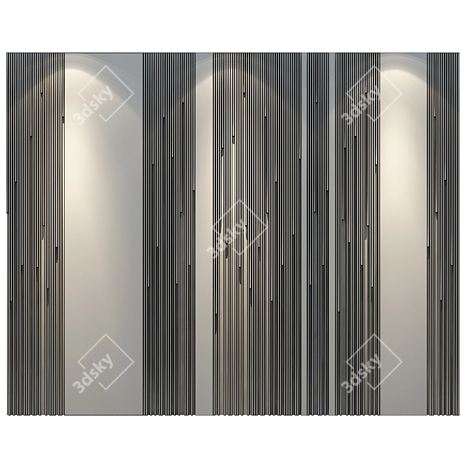 Modern Wood Mirror Metal Panel 3D model image 2