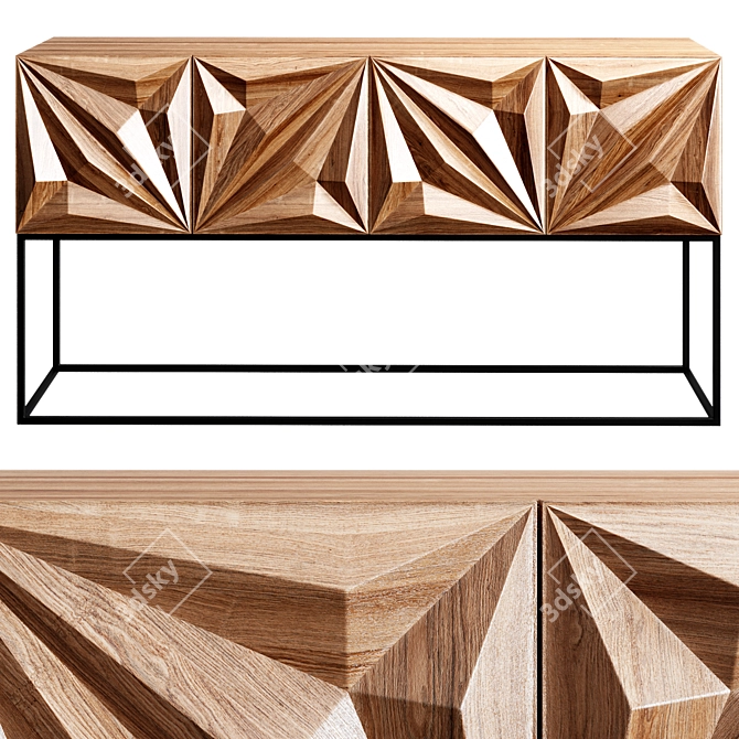 Walnut Steel Zurich Console 3D model image 1