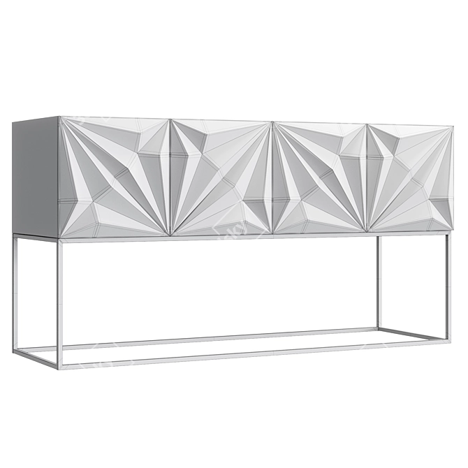 Walnut Steel Zurich Console 3D model image 4