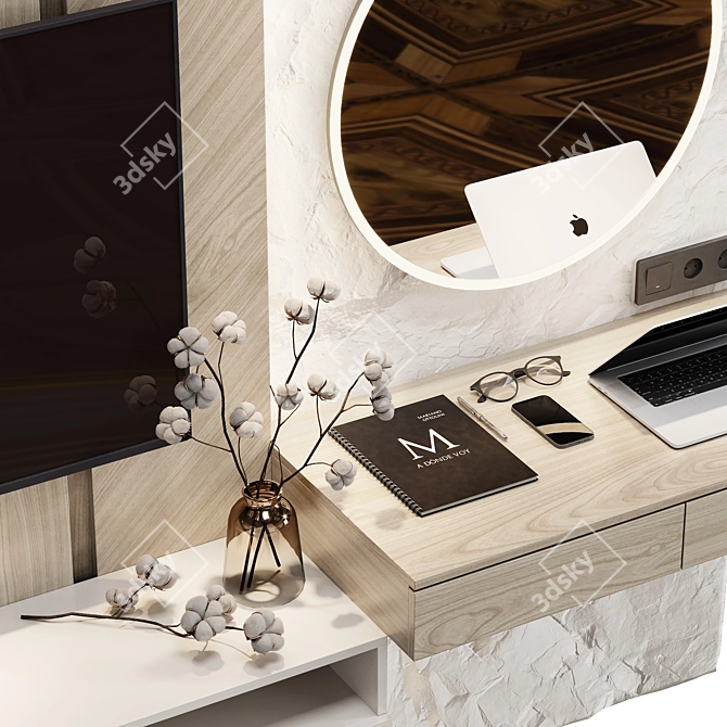 Modern TV Wall Unit 13 3D model image 2