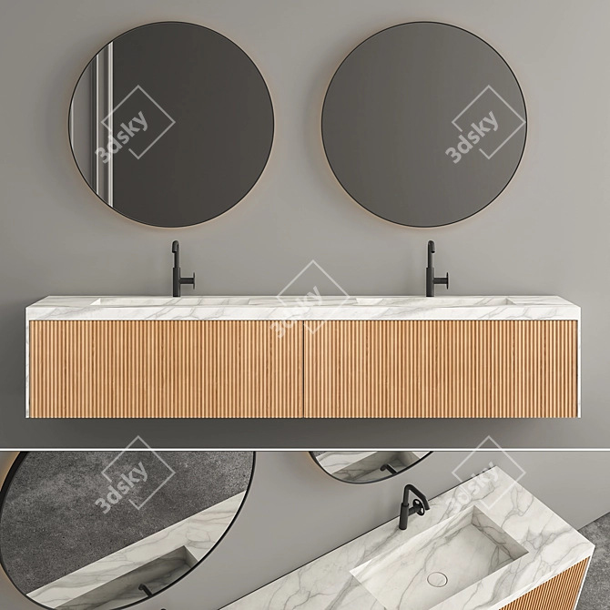 Elegant Basin Stand with Mirror 3D model image 1