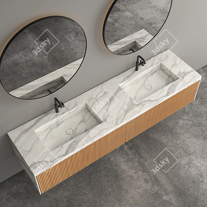 Elegant Basin Stand with Mirror 3D model image 2