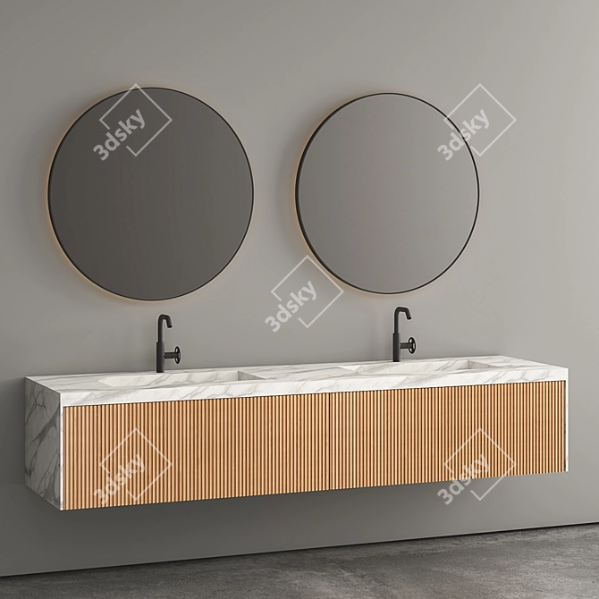 Elegant Basin Stand with Mirror 3D model image 3