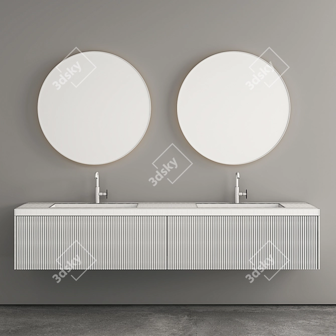 Elegant Basin Stand with Mirror 3D model image 4