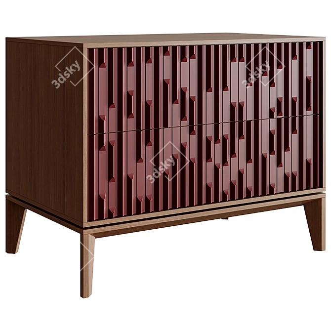 Burgundy Canyon Bedside Table 3D model image 1