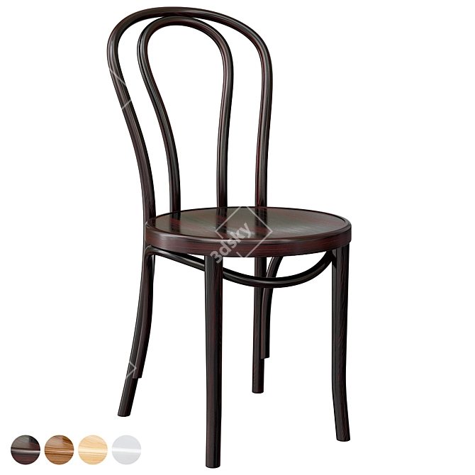 Modern Beech Wood Side Chair 3D model image 2