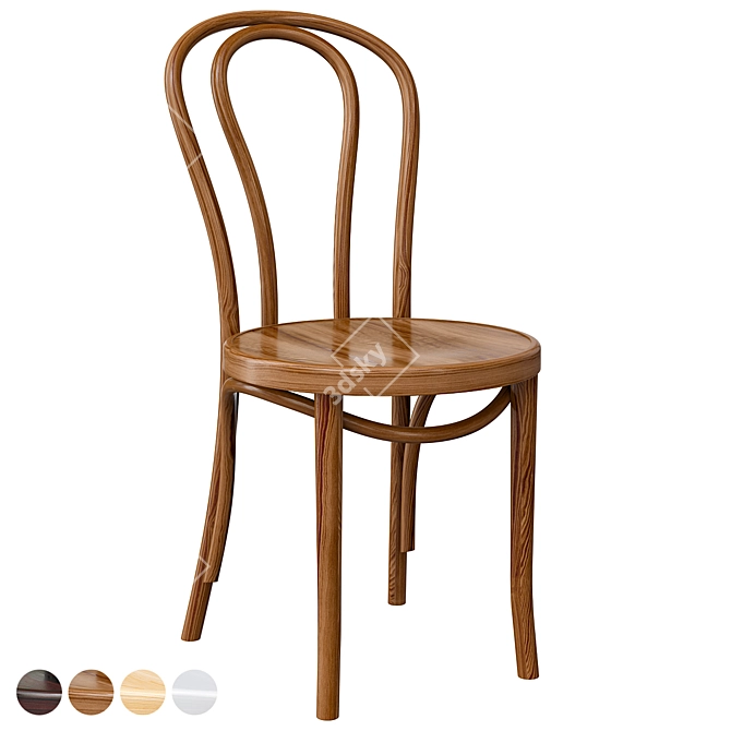 Modern Beech Wood Side Chair 3D model image 3