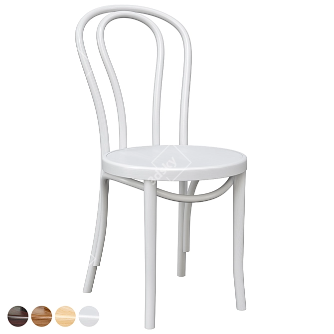 Modern Beech Wood Side Chair 3D model image 4