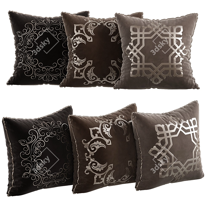 Elegant Decorative Pillows Set 3D model image 1