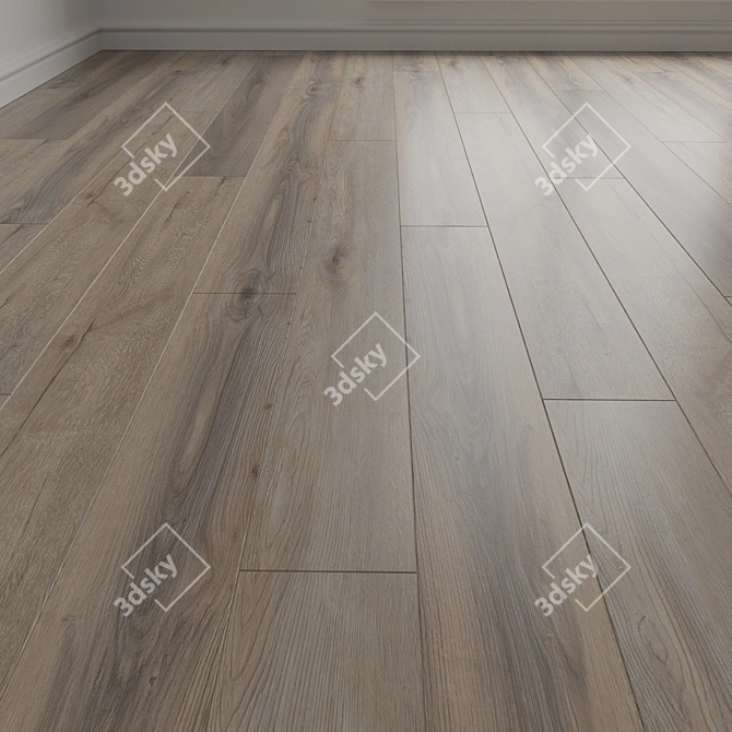 Dark Wood Laminate Floor Planks 3D model image 1