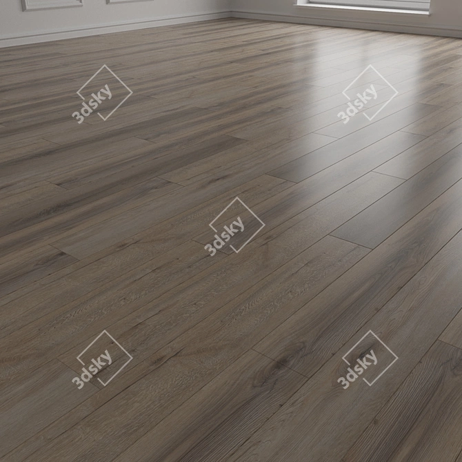 Dark Wood Laminate Floor Planks 3D model image 2