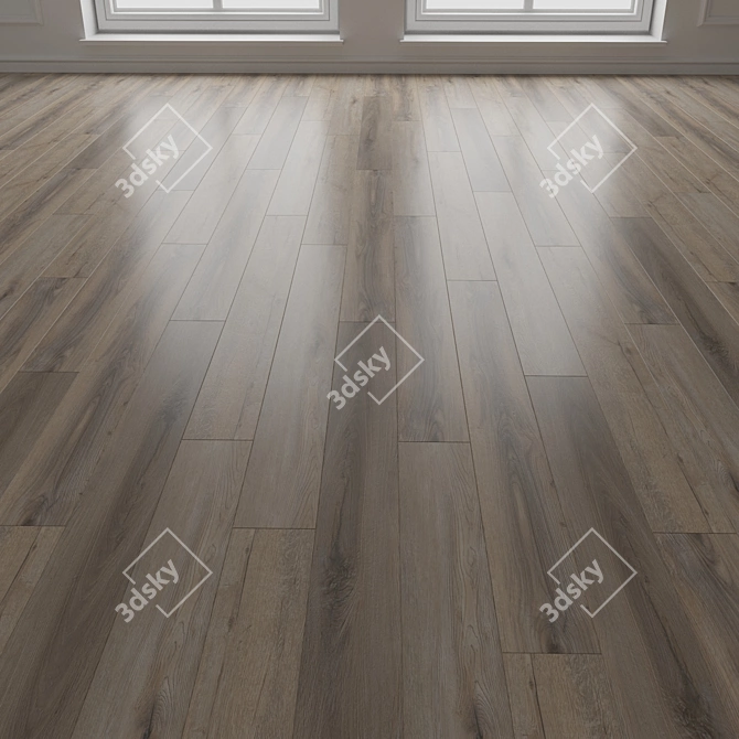 Dark Wood Laminate Floor Planks 3D model image 3