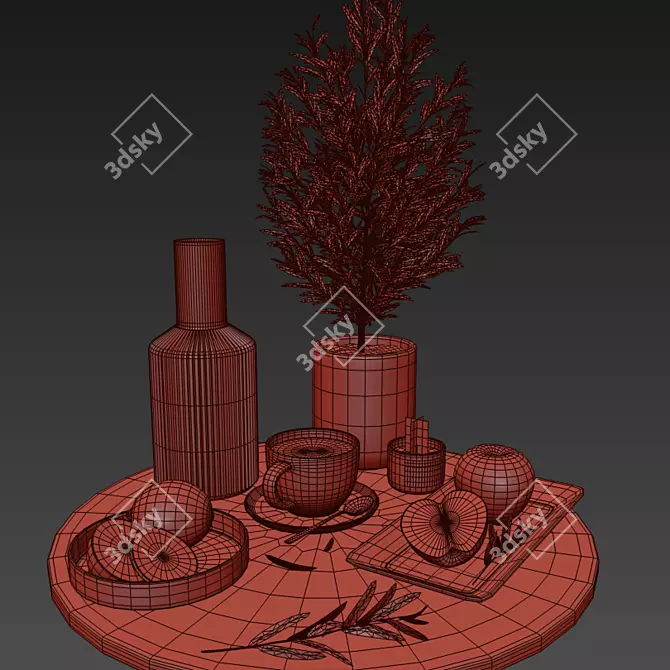 Modern Fruit Decor Set 3D model image 5