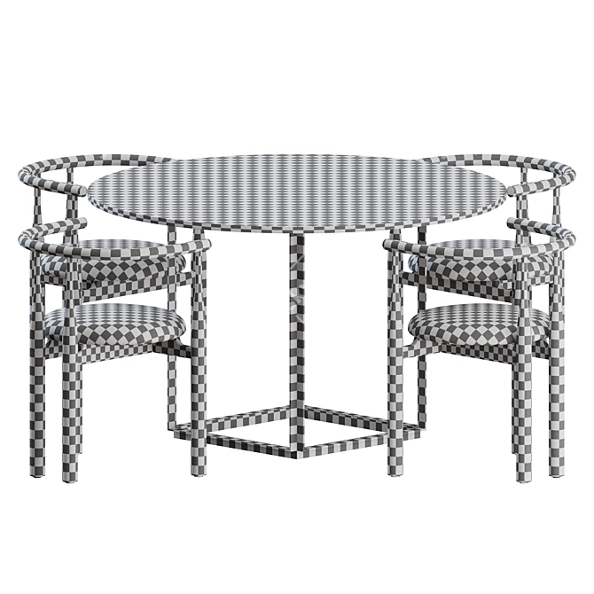 Scandinavian Dining Set with Table 3D model image 2