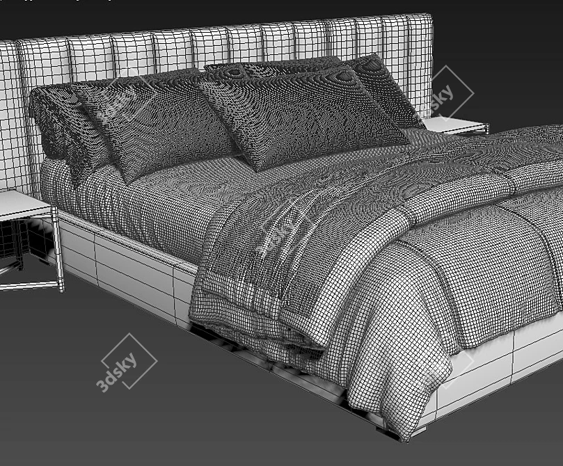 Rh Modena Velvet Upholstered Bed 3D model image 3