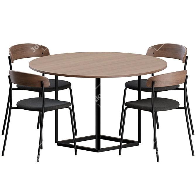 Modern Dining Set with 4 Chairs 3D model image 8