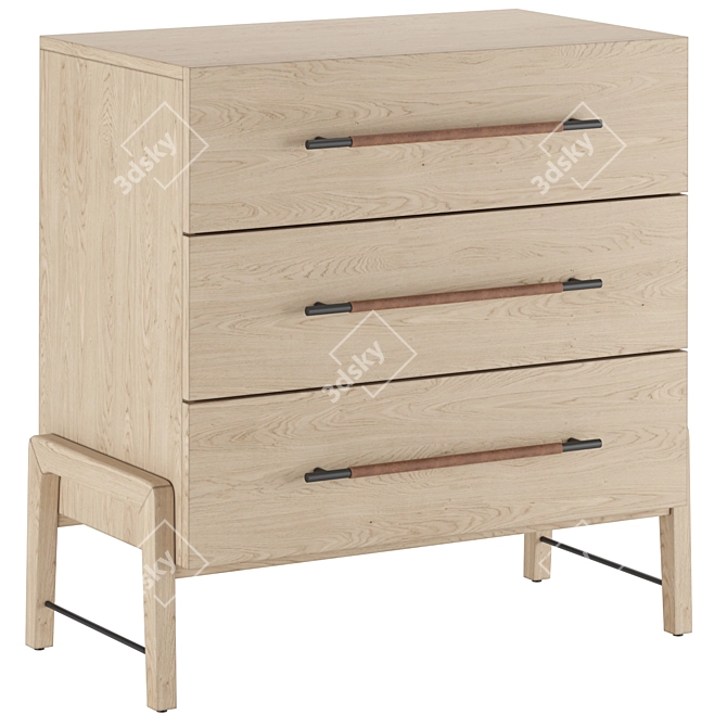 Rosedale Magnolia Dresser, 3 Drawers 3D model image 1