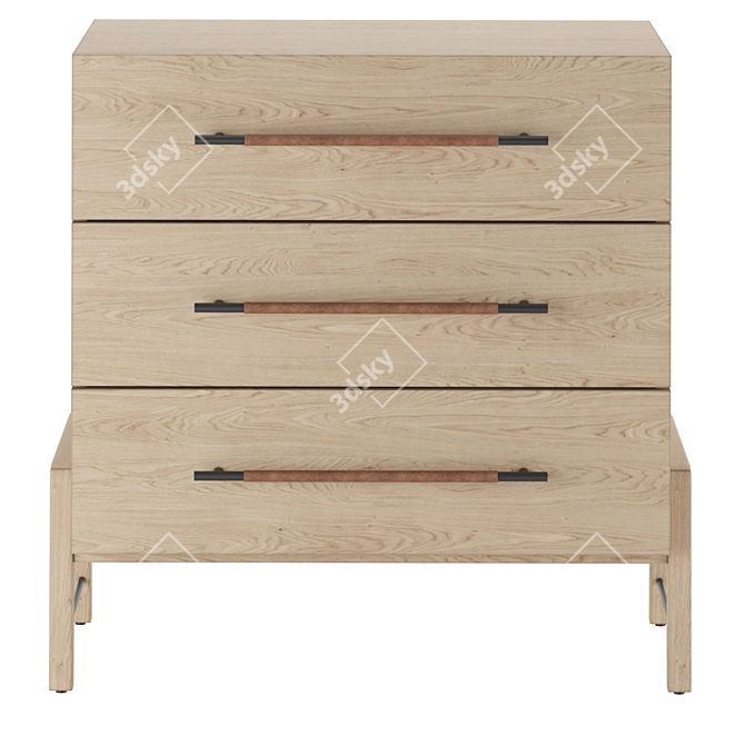 Rosedale Magnolia Dresser, 3 Drawers 3D model image 2